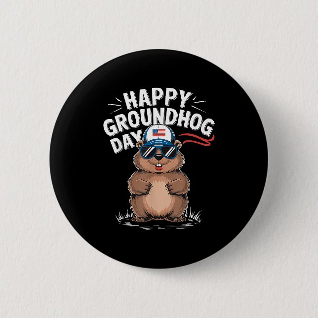 Funny Happy Groundhog Day  6 Cm Round Badge (Front)