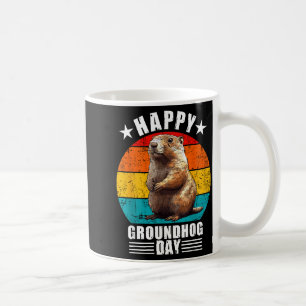 Funny Happy Groundhog Day Decorations 2025 Retro V Coffee Mug