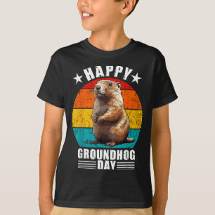 Funny Happy Groundhog Day Decorations 2025 Retro V T-Shirt