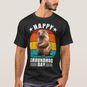 Funny Happy Groundhog Day Decorations 2025 Retro V T-Shirt