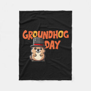 Funny Happy Groundhog Day February 2nd Phils Holid Fleece Blanket