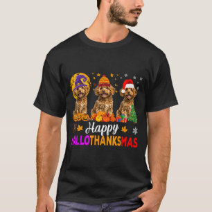 Funny Happy Hallothanksmas Poodle Dog Halloween T-Shirt
