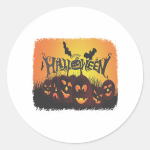 Funny Happy Halloween design Classic Round Sticker