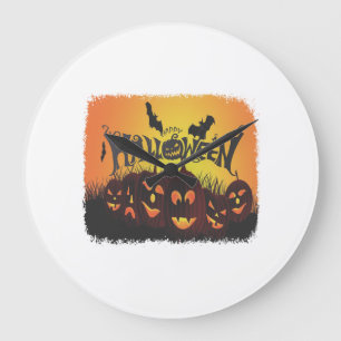Funny Happy Halloween design Large Clock
