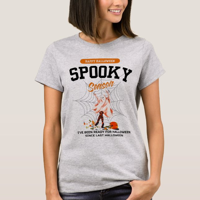 Funny Happy Halloween Ghost T-Shirt  (Front)