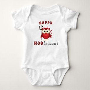 Funny Happy Halloween Owl Devil Trick or Treat   Baby Bodysuit