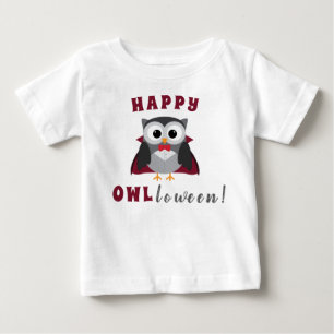 Funny Happy Halloween Owl Vampire Trick or Treat Baby T-Shirt