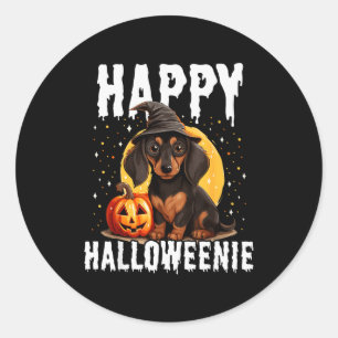 Funny Happy Halloweenie Halloween 2024 Weiner Dog  Classic Round Sticker