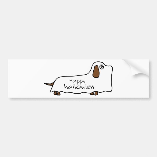 Funny Happy hallowiener wiener dog ghost halloween Bumper Sticker (Front)