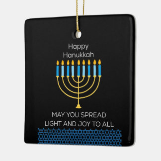 Funny Happy Hanukkah Cute Blue Chanukah Unique Ceramic Ornament