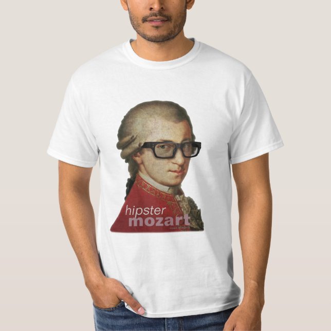 Funny Happy Hipster Mozart T-Shirt (Front)