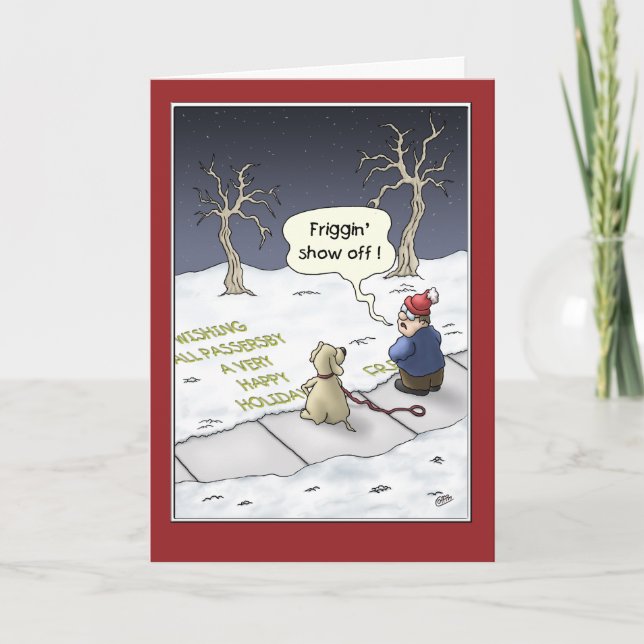 Funny Happy Holidays Card, Steady Flow Holiday Car Card (Front)