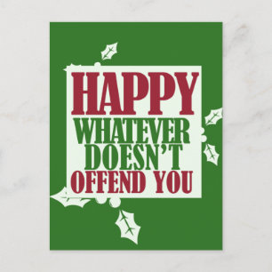 Funny Happy Holidays VS Merry Christmas humor Holiday Postcard