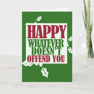 Funny Happy Holidays VS Merry Christmas humour Holiday Card