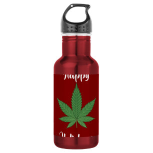 Funny Happy Holidaze Weed Leaf Personalised 532 Ml Water Bottle