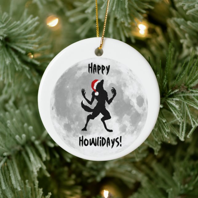 Funny Happy Howlidays Dogman Werewolf Ornament (Tree)