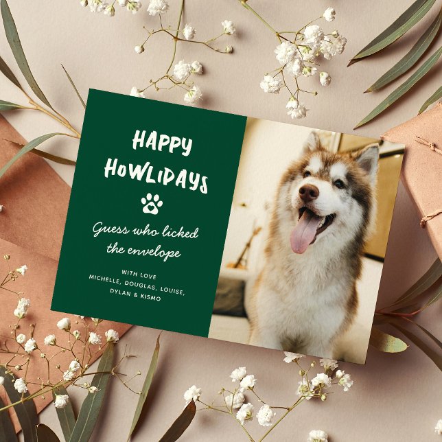 Funny Happy Howlidays Pet Dog Photo Christmas Holiday Postcard (Creator Uploaded)