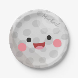 Funny Happy Kawaii Golf Ball Golfer Name Kid Party Paper Plate