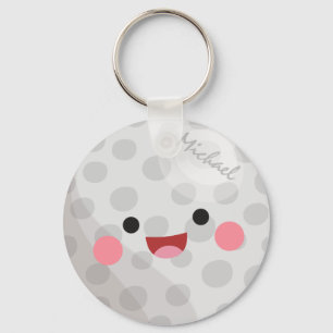 Funny Happy Kawaii Golf Ball Golfer's Name Kids Key Ring