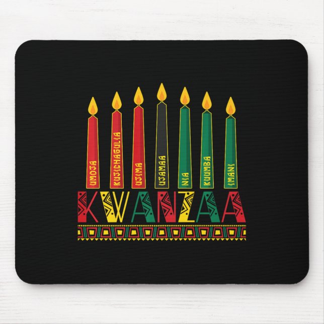 Funny Happy Kwanzaa Kinara Principles Candles Pan  Mouse Mat (Front)