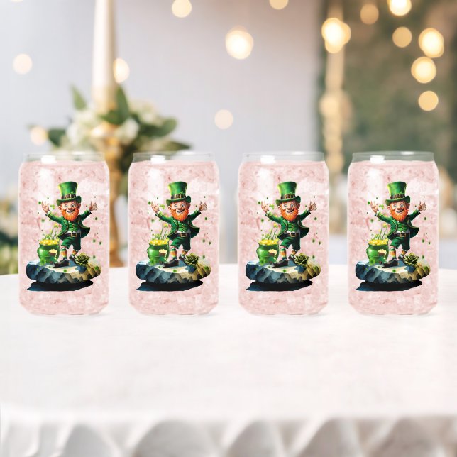 Funny happy  leprechaun  can glass (Insitu (Wedding))