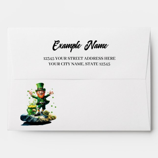 Funny happy  leprechaun envelope (Back (Top Flap))