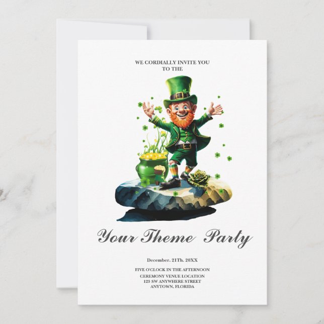 Funny happy  leprechaun invitation (Front)