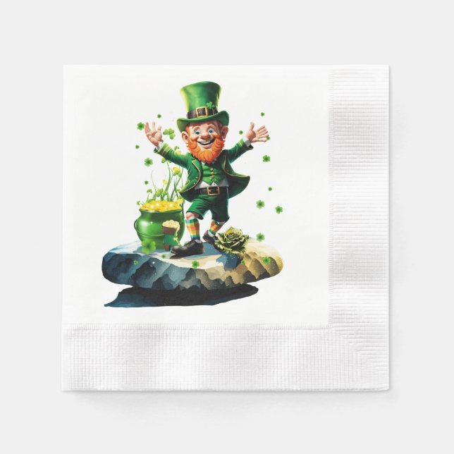 Funny happy  leprechaun  napkin (Front)
