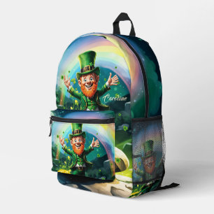 Funny happy leprechaun printed backpack