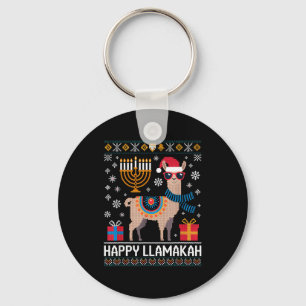 Funny Happy Llamakah Llama With Menorah Key Ring