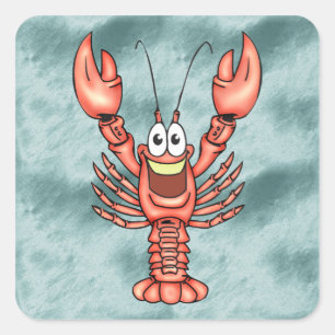 Funny Happy Lobster Square Sticker