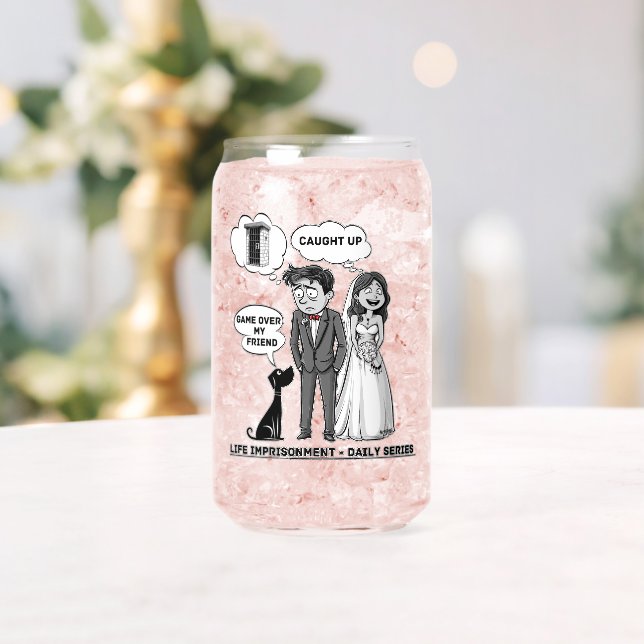 Funny happy marriage can glass (Insitu (Wedding))