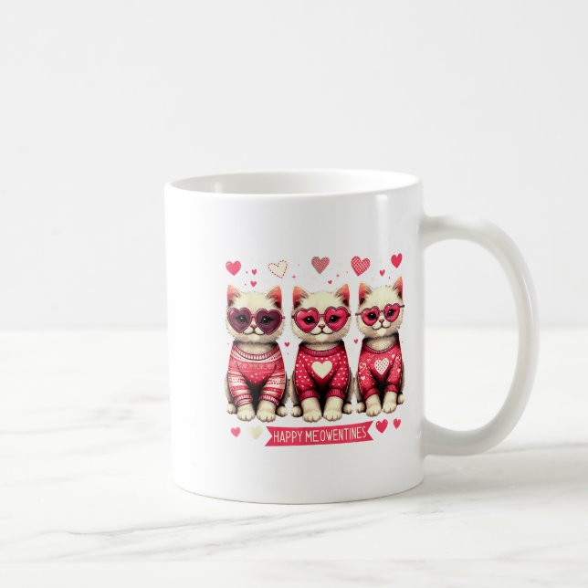 Funny Happy Meowentines Cute Valentine Cats Love C Coffee Mug (Right)