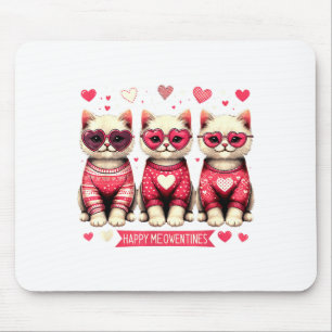 Funny Happy Meowentines Cute Valentine Cats Love C Mouse Mat
