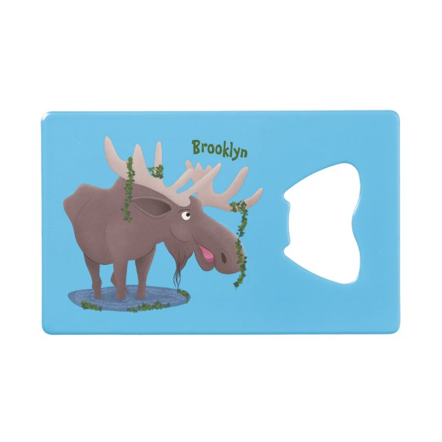 Funny happy moose cartoon illustration (Front (Horizontal))