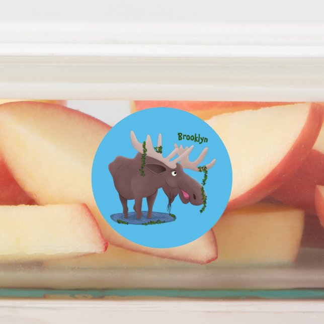Funny happy moose cartoon illustration (Affixed)