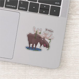 Funny happy moose cartoon illustration