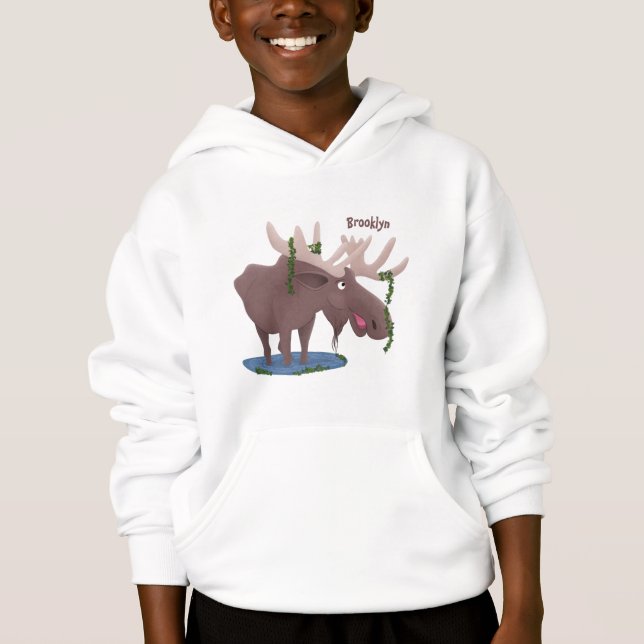 Funny happy moose cartoon illustration (Front)