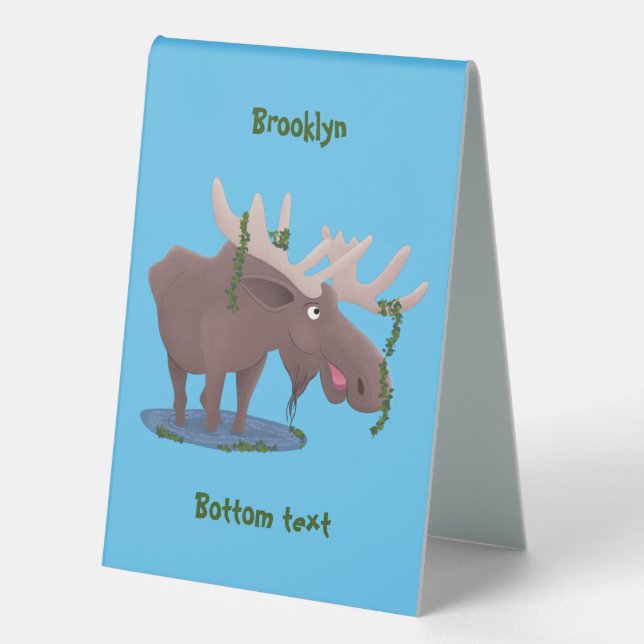 Funny happy moose cartoon illustration (Front)