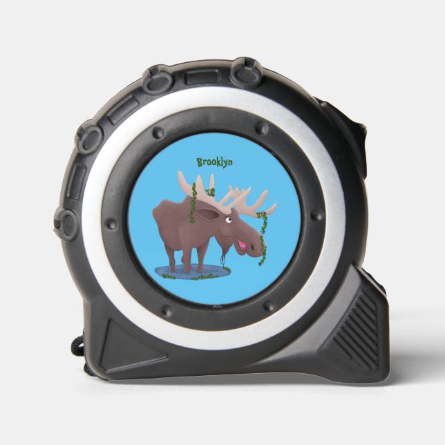 Funny happy moose cartoon illustration 1 (Front)