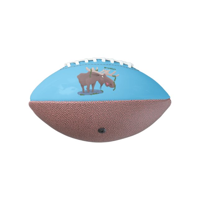 Funny happy moose cartoon illustration american football (Rotated 270)