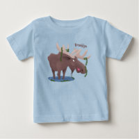 Funny happy moose cartoon illustration