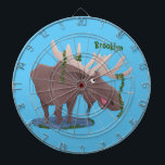 Funny happy moose cartoon illustration dartboard<br><div class="desc">This funny happy moose is having fun in the swamp! Drawn in cute cartoon style.</div>