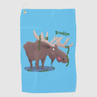 Funny happy moose cartoon illustration