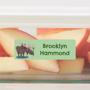 Funny happy moose cartoon personalised