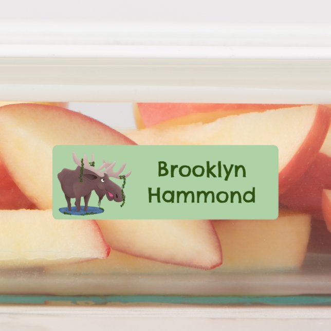 Funny happy moose cartoon personalised (Affixed)