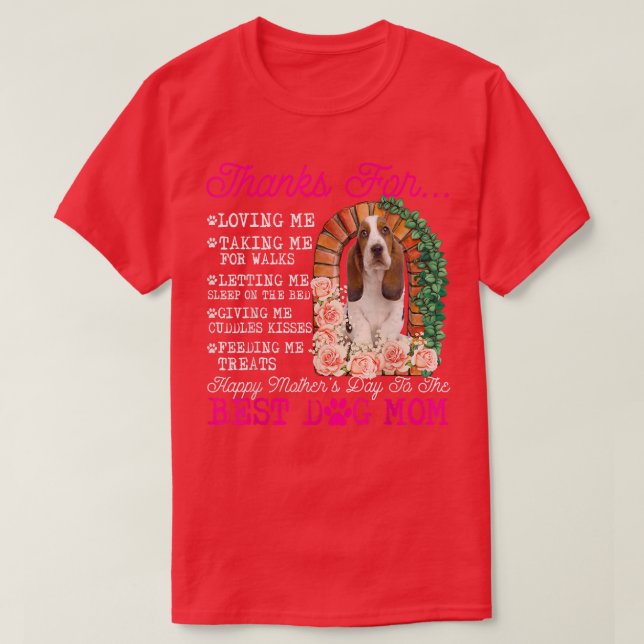 Funny Happy Mother's Day Best Dog Mom Cute Basset  T-Shirt (Design Front)