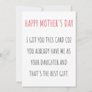 Funny Happy Mother's day card from daughter