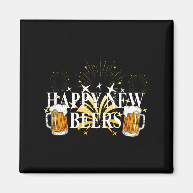Funny Happy New Beers Drinking 2021 Nye Party Happ Magnet (Front)