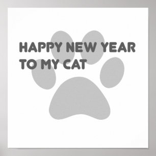 funny happy new year 2022 cat sayings quote poster